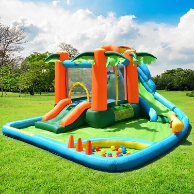 Costway Inflatable Bounce House Kids Water Splash Pool Dual Slide Jumping Castle W/ Bag 2 Costway Inflatable Bounce House Kids Water Splash Pool Dual Slide Jumping Castle W/ Bag - Image 2
