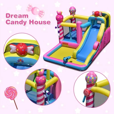 Costway Inflatable Bounce House Sweet Candy Bouncy Castle W/ Water Slide& 480W Blower 5 Costway Inflatable Bounce House Sweet Candy Bouncy Castle W/ Water Slide& 480W Blower - Image 5