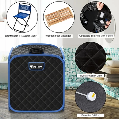 Costway Portable 2L Steam Sauna Spa Tent With Chair Grey/Black/Coffee 8 Costway Portable 2L Steam Sauna Spa Tent With Chair Grey/Black/Coffee - Image 8