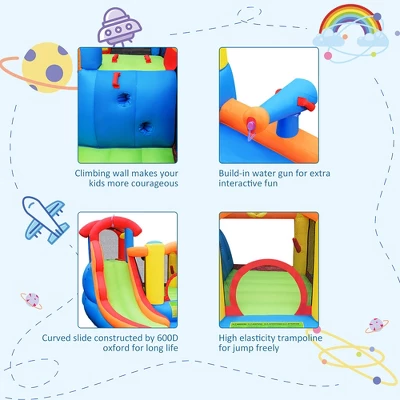 Costway Inflatable Bounce House Water Slide W/ Climbing Wall Splash Pool Water Cannon 7 Costway Inflatable Bounce House Water Slide W/ Climbing Wall Splash Pool Water Cannon - Image 7