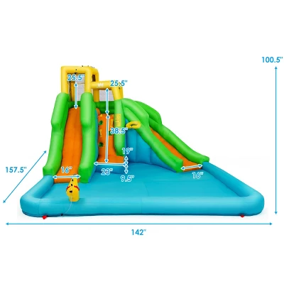 Inflatable Water Park Bounce House W/Climbing Wall Two Slides And Splash Pool 1 Inflatable Water Park Bounce House W/Climbing Wall Two Slides And Splash Pool