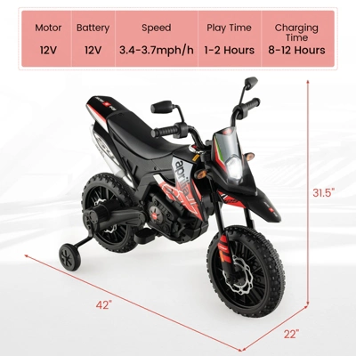 Costway 12V Licensed Aprilia Kids Ride On Motorcycle Electric Dirt Bike With Light & Music 2 Costway 12V Licensed Aprilia Kids Ride On Motorcycle Electric Dirt Bike With Light & Music - Image 2