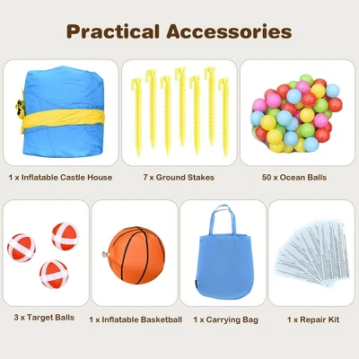 Costway Inflatable Slide Bouncer Ball Pit Basketball Dart Game Without Blower 9 Costway Inflatable Slide Bouncer Ball Pit Basketball Dart Game Without Blower - Image 9