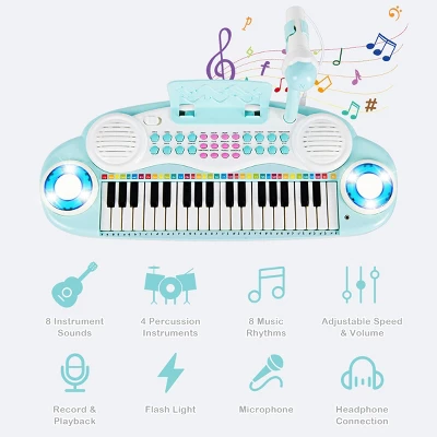 Costway 37-Key Toy Keyboard Piano Electronic Musical Instrument BluePink 7 Costway 37-Key Toy Keyboard Piano Electronic Musical Instrument BluePink - Image 7
