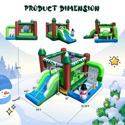 Costway 6-in-1 Winter Themed Snowman Inflatable Castle Kids Jumping House With 735W Blower 2 Costway 6-in-1 Winter Themed Snowman Inflatable Castle Kids Jumping House With 735W Blower - Image 2