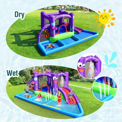Costway Inflatable Water Slide Castle Kids Bounce House W/ Octopus Style Blower Excluded 3 Costway Inflatable Water Slide Castle Kids Bounce House W/ Octopus Style Blower Excluded - Image 3