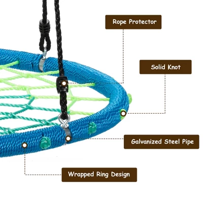 Costway 40'' Spider Web Tree Swing Kids Outdoor Play Set W/ Adjustable Ropes Gift OrangeBlueGreen 5 Costway 40'' Spider Web Tree Swing Kids Outdoor Play Set W/ Adjustable Ropes Gift OrangeBlueGreen - Image 5