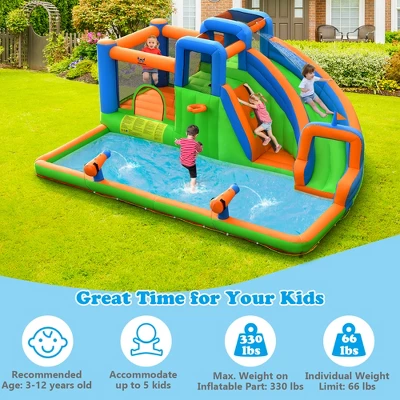 Costway Inflatable Water Slide Giant Bounce Castle With Dual Climbing Walls & 750W Blower 4 Costway Inflatable Water Slide Giant Bounce Castle With Dual Climbing Walls & 750W Blower - Image 4
