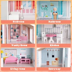 Costway Wooden Dollhouse For Kids 3-Tier Toddler Doll House W/Furniture Gift For Age 3+ 14 Costway Wooden Dollhouse For Kids 3-Tier Toddler Doll House W/Furniture Gift For Age 3+ -Costway Store GUEST fd8fd357 8e10 483e a245 6342ec0732d0