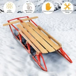 Costway 54''Kids Wooden Snow Sled Runners Steering Bar Steering Snow Slider 12 Costway 54''Kids Wooden Snow Sled Runners Steering Bar Steering Snow Slider -Costway Store GUEST fd9f6643 ddb5 496f b5bc 963d90d69e5a