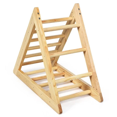 Costway Wooden Climbing Pikler Triangle With Climbing Ladder For Toddler Step Training, Natural 1 Costway Wooden Climbing Pikler Triangle With Climbing Ladder For Toddler Step Training, Natural