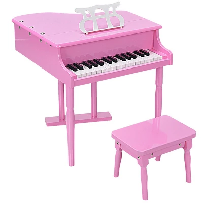 30 Key Childs Toy Grand Baby Piano W/ Kids Bench Wood Pink 2 30 Key Childs Toy Grand Baby Piano W/ Kids Bench Wood Pink - Image 2