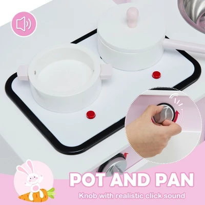 Costway Kids Play Kitchen Wooden Pretend Play Cooking Set Toys W/ Accessories 5 Costway Kids Play Kitchen Wooden Pretend Play Cooking Set Toys W/ Accessories - Image 5