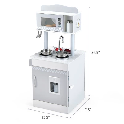 Costway Kids Kitchen PlaySet Pretend Wooden Play Kitchen With IceDispenser&Stovefor Toddler 2 Costway Kids Kitchen PlaySet Pretend Wooden Play Kitchen With IceDispenser&Stovefor Toddler - Image 2