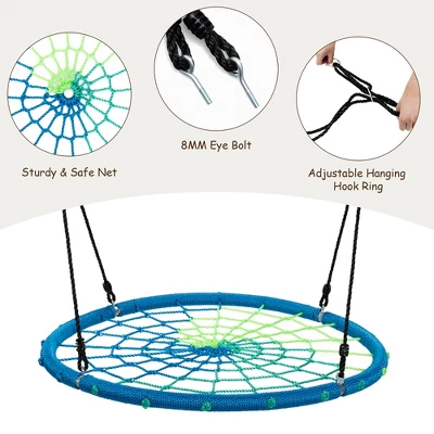 Costway 40'' Spider Web Tree Swing Kids Outdoor Play Set W/ Adjustable Ropes Gift OrangeBlueGreen 6 Costway 40'' Spider Web Tree Swing Kids Outdoor Play Set W/ Adjustable Ropes Gift OrangeBlueGreen - Image 6